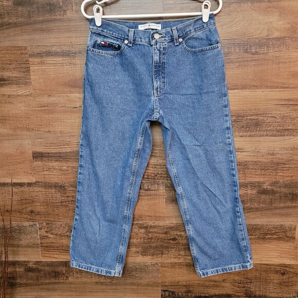 Vtg Tommy Hilfiger Jeans 6 Boyfriend Crop Mid Rise Medium Light Wash Y2K - Picture 2 of 11